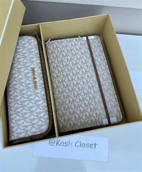 michael kors pencil case vanilla|Michael Kors notebook.